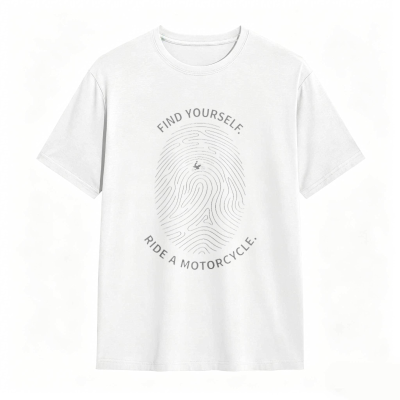 Fingerprint Design With Find Yourself Ride A Motorcycle Text T-shirt