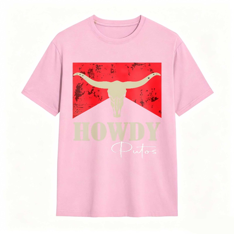 Cow Skull And Howdy Putos Text Design Unisex Classic T-shirt