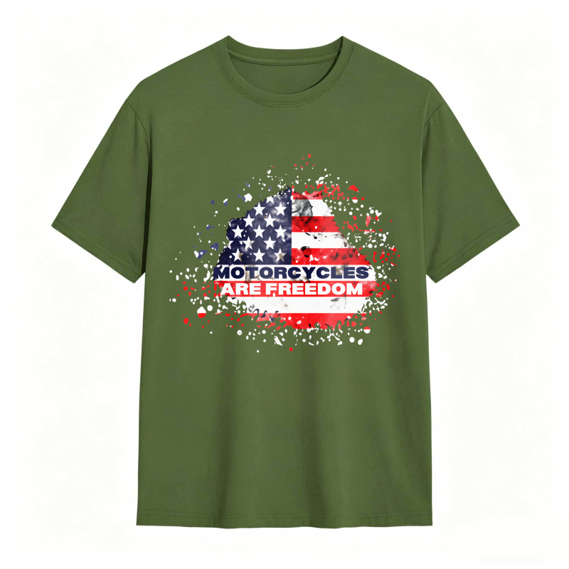 American Flag Motorcycle Freedom Design Unisex Classic T-shirt