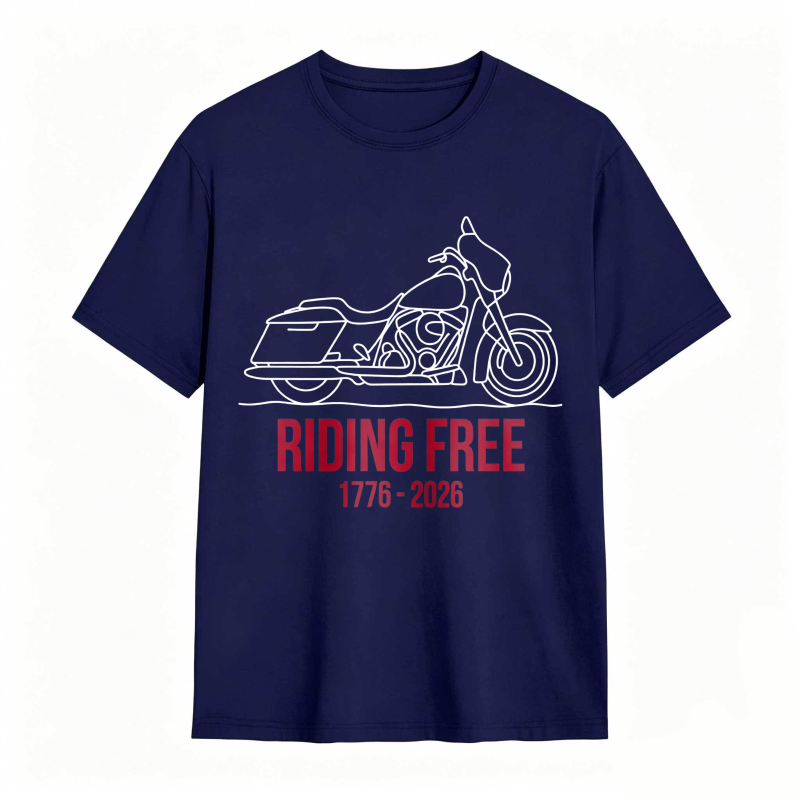 Motorcycle Riding Free 1776 2026 Unisex Classic T-shirt