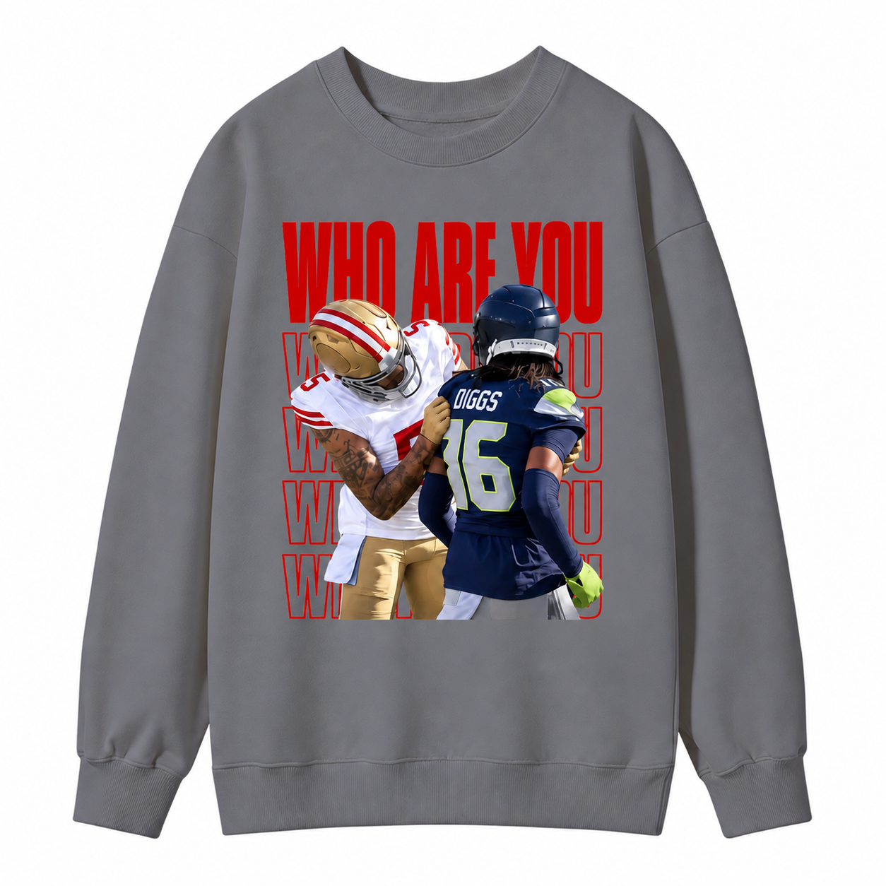 Who Are You Graphic Sweatshirt, Football Rivalry Print Sweatshirt, Funny Game Day Sweatshirt