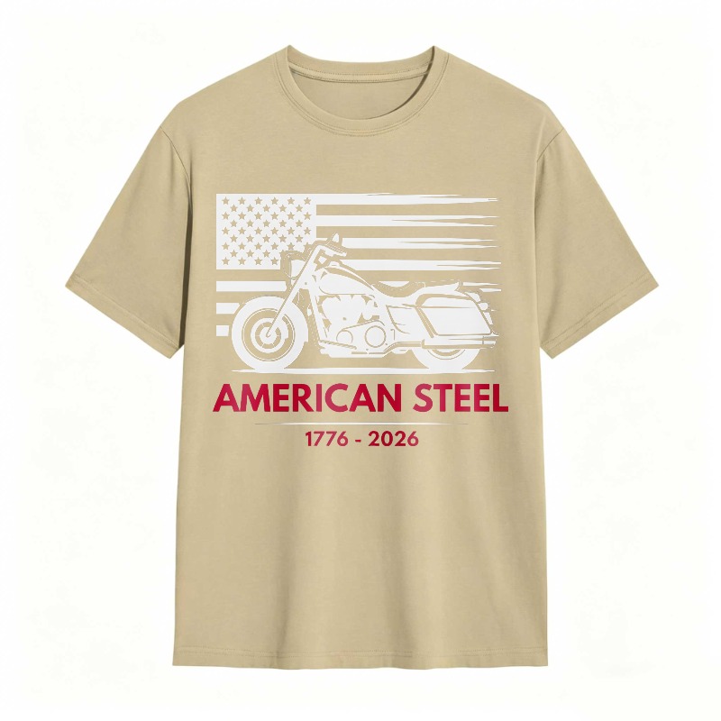 American Flag Motorcycle American Steel 1776 2026 Unisex Classic T-shirt