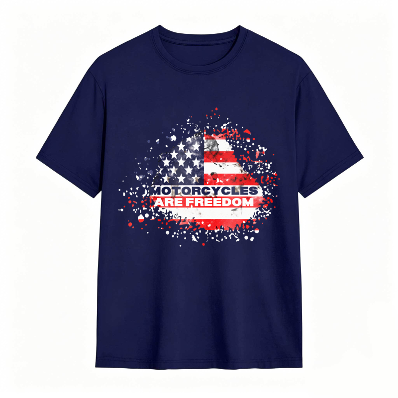 American Flag Motorcycle Freedom Design Unisex Classic T-shirt