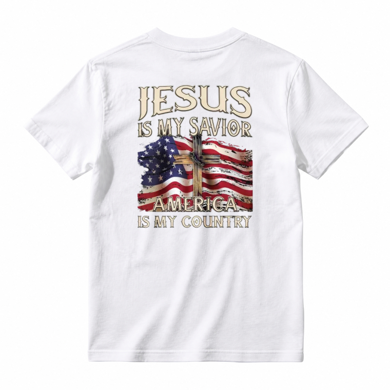 Jesus Is My Savior America Is My Country Flag Cross Design Unisex Classic T-shirt
