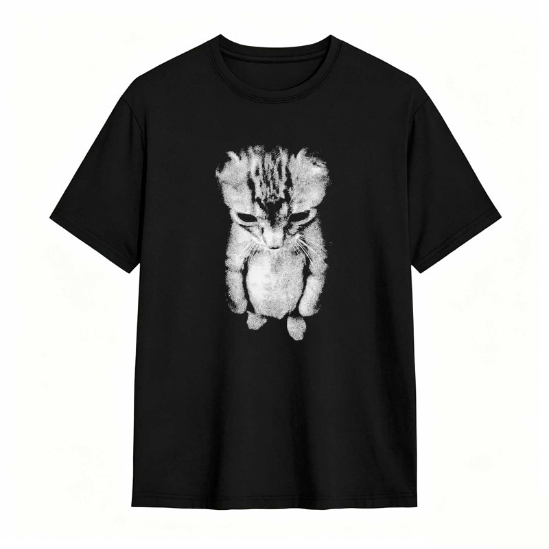 100% Cotton Unisex Sad Meme Cat Funny T-shirt