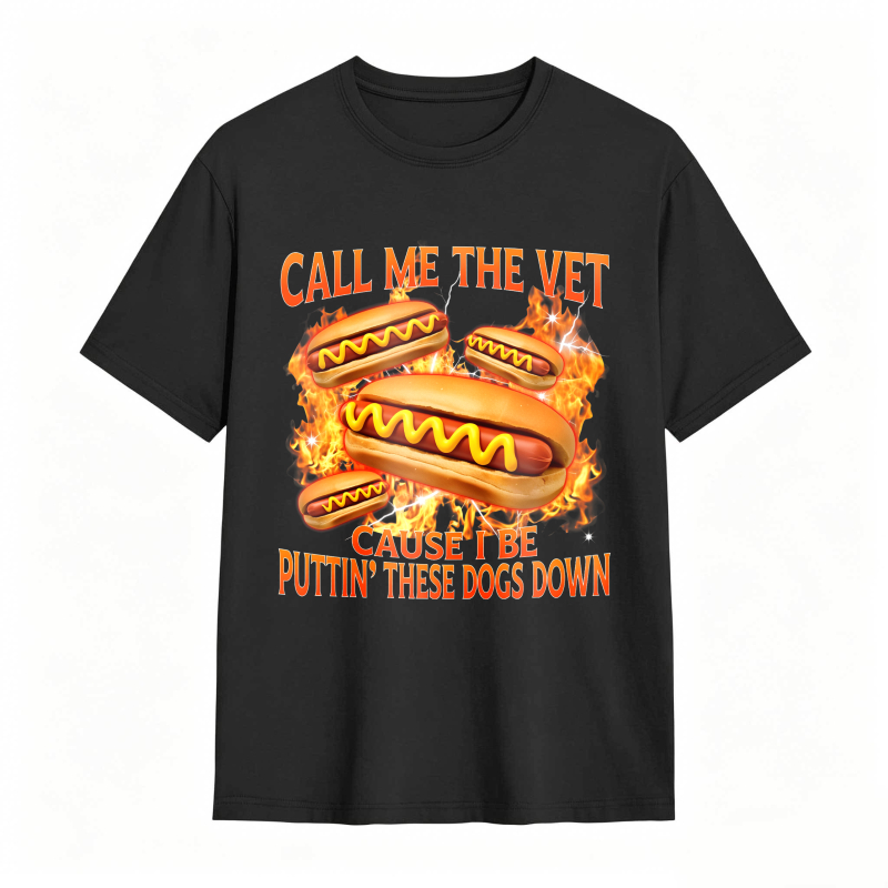 Funny Hot Dog Meme T-shirt With Call Me The Vet Phrase Perfect For Humor Fans