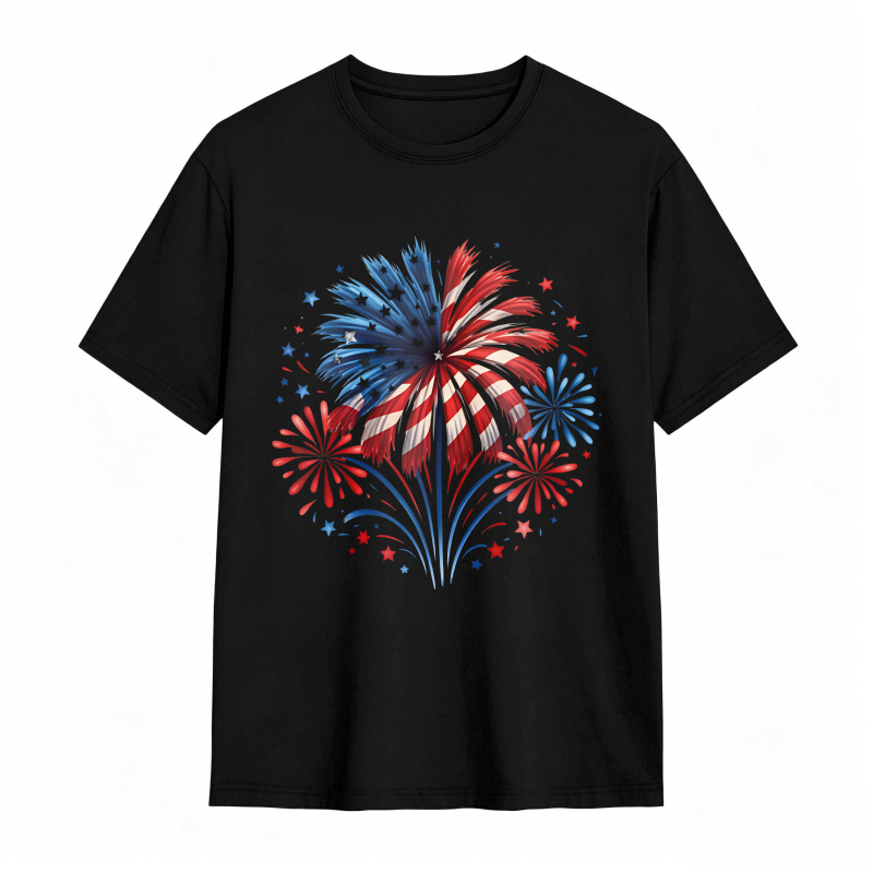 Fireworks American Flag Patriotic Design T-shirt