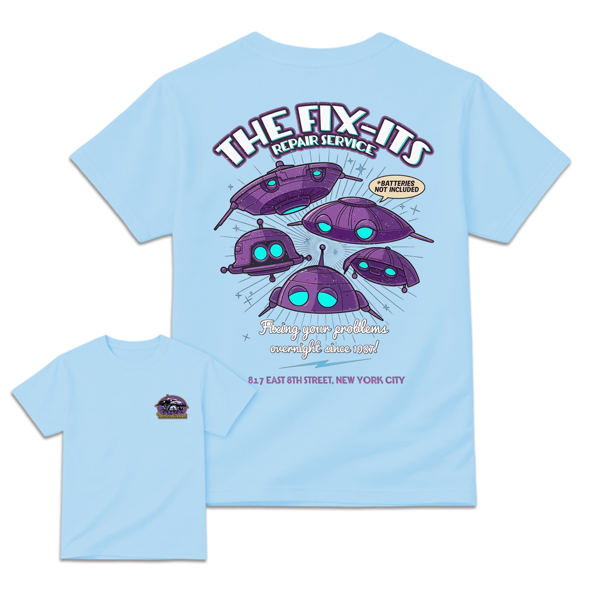 The Fix-It Repair Service Retro Sci-Fi Graphic Tee, Vintage Alien Robot Movie Shirt