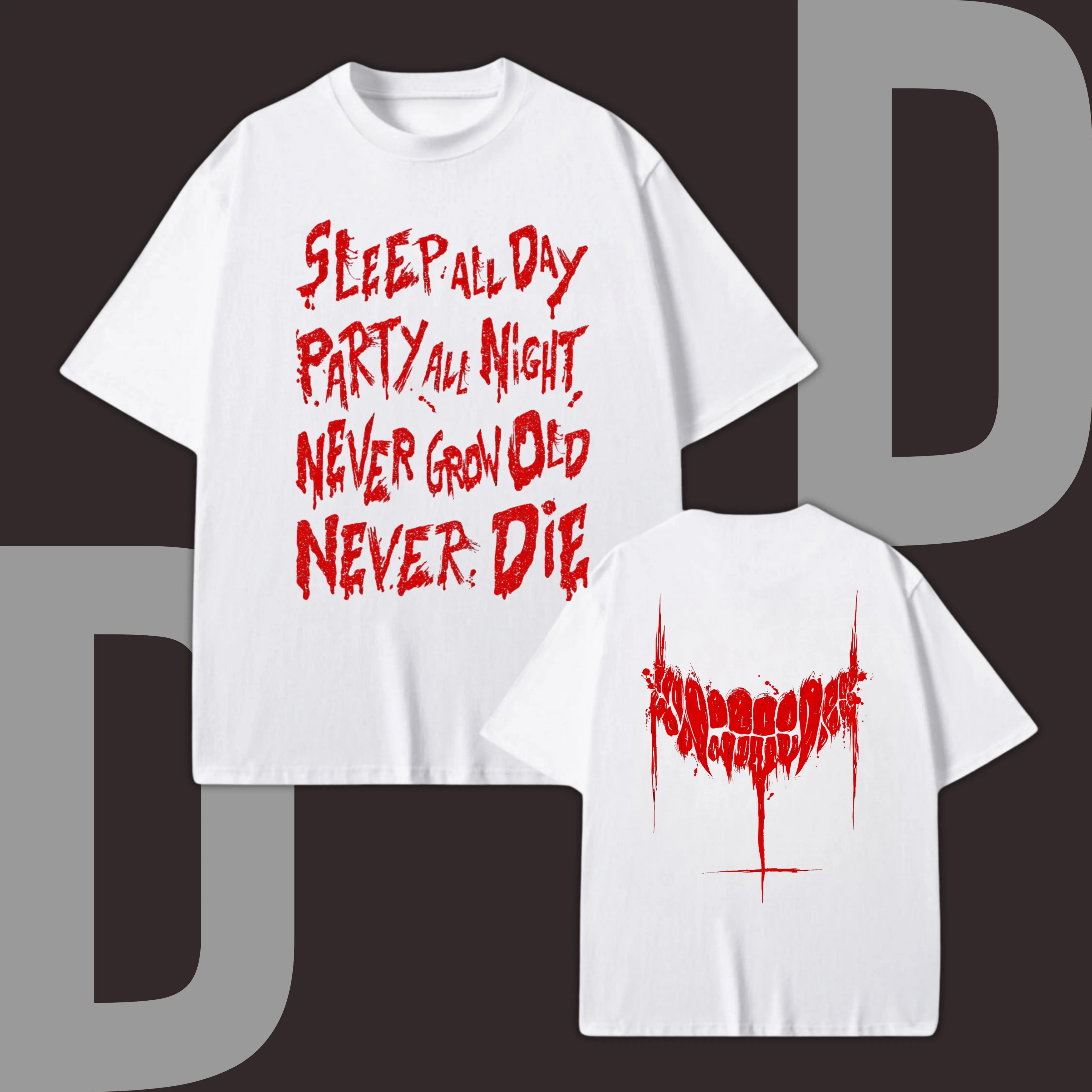 Men's Fitted Short-Sleeve Streetwear T-Shirt, The Lost Boys Cult Classic Movie Merch, Double-Sided Printed, Spandex-Cotton-Tweed Fabric Casual Top