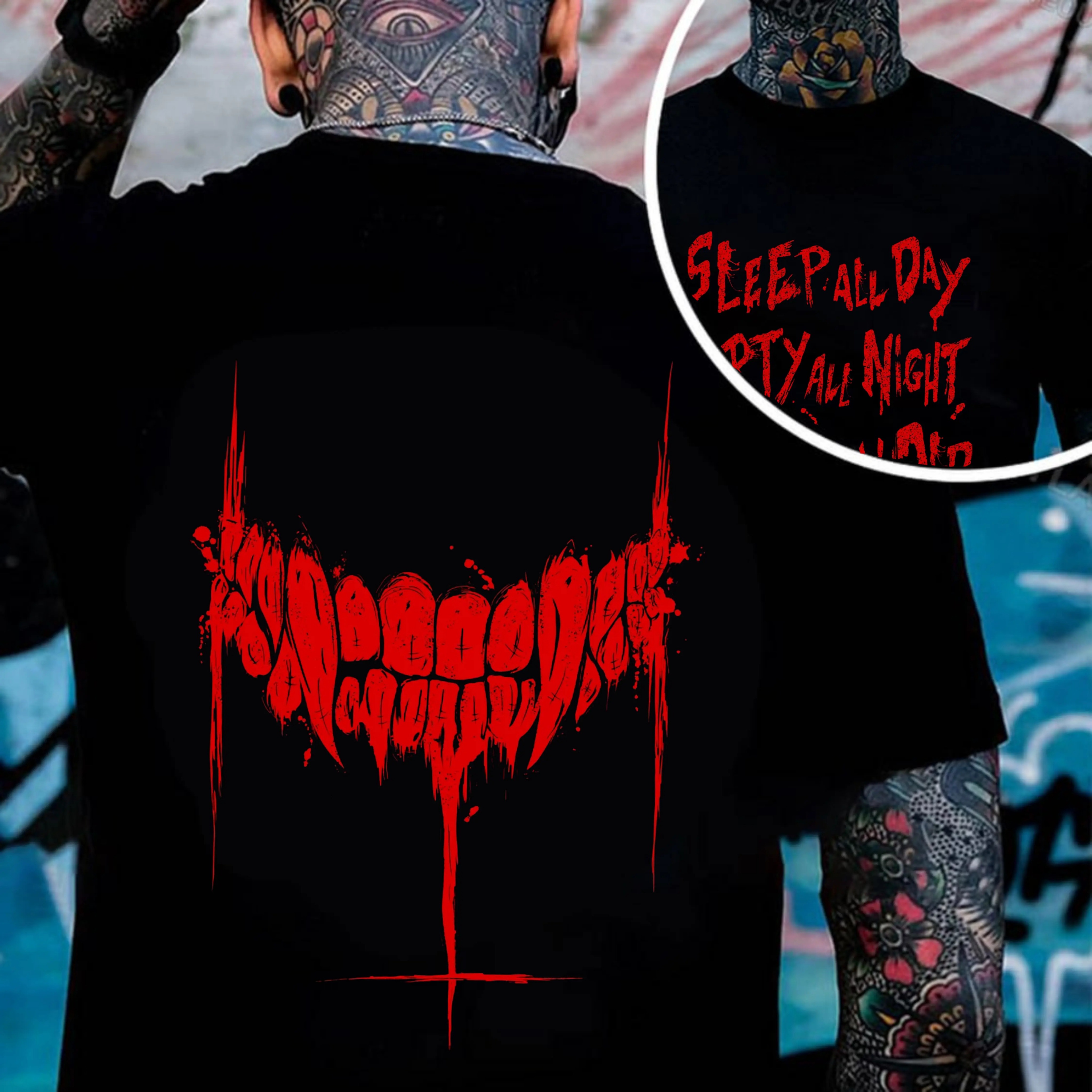 Men's Fitted Short-Sleeve Streetwear T-Shirt, The Lost Boys Cult Classic Movie Merch, Double-Sided Printed, Spandex-Cotton-Tweed Fabric Casual Top