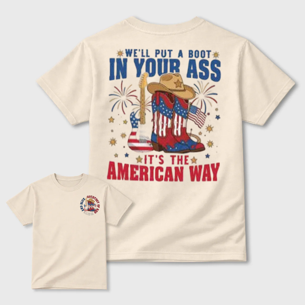 Patriotic Cowboy Boots Guitar Fireworks T-Shirt