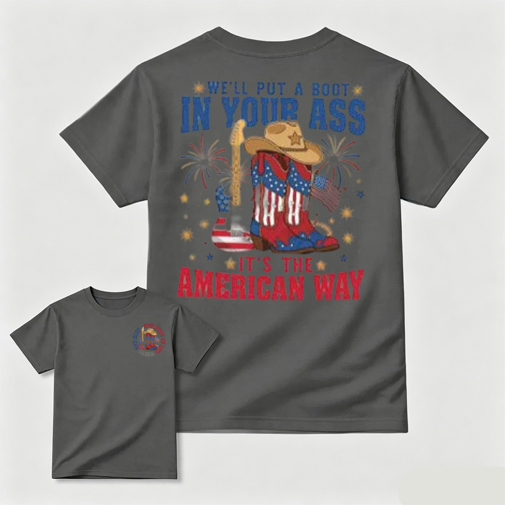 Patriotic Cowboy Boots Guitar Fireworks T-Shirt