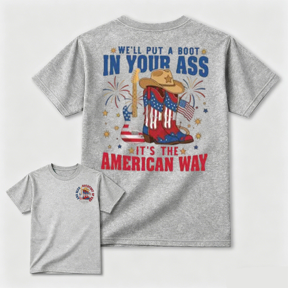 Patriotic Cowboy Boots Guitar Fireworks T-Shirt
