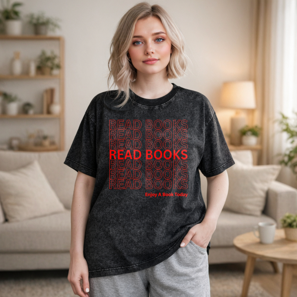 Wardrobecart Read Books Pattern Unisex Washed T-shirt