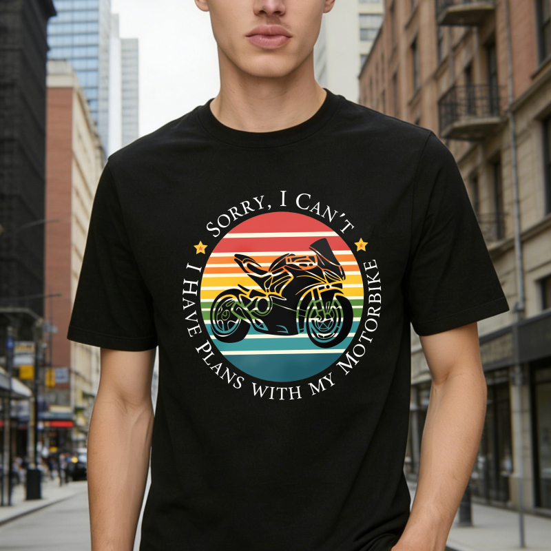 Motorbike Sunset Design With Text Sorry I Cant Have Plans With My Motorbike Unisex Classic T-shirt