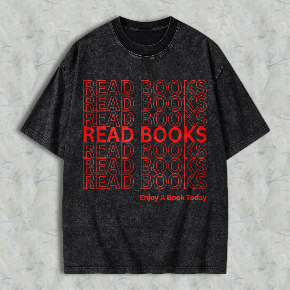 Wardrobecart Read Books Pattern Unisex Washed T-shirt