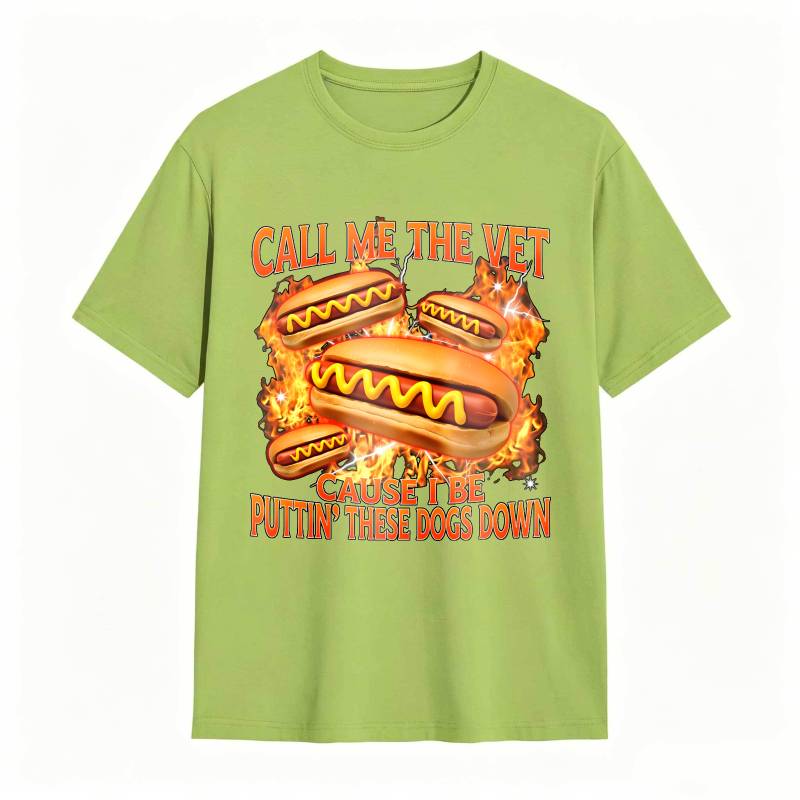 Funny Hot Dog Meme T-shirt With Call Me The Vet Phrase Perfect For Humor Fans