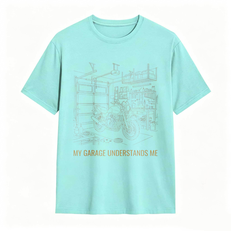 Garage Motorcycle Workshop Scene With Text My Garage Understands Me T-shirt