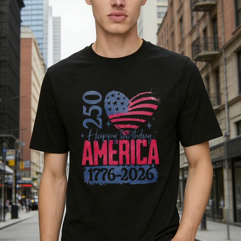 250th Birthday America 1776 2026 Patriotic Heart Flag Design T-shirt