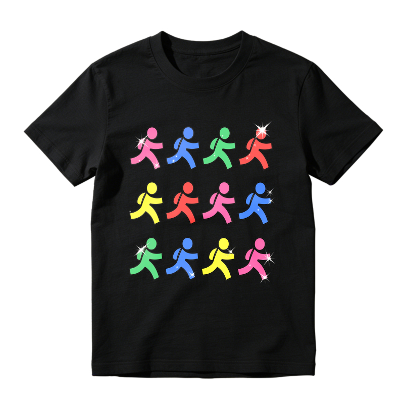 Colorful Running Figures Pattern Unisex Classic T-shirt