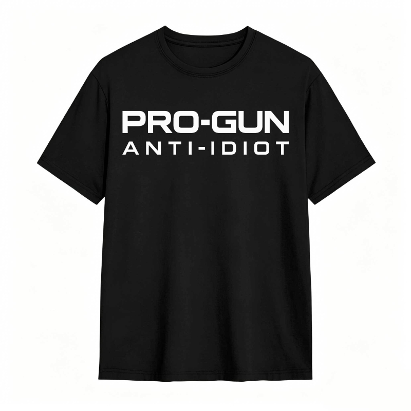 Pro-Gun Anti-Idiot Graphic Print Cotton Shirt