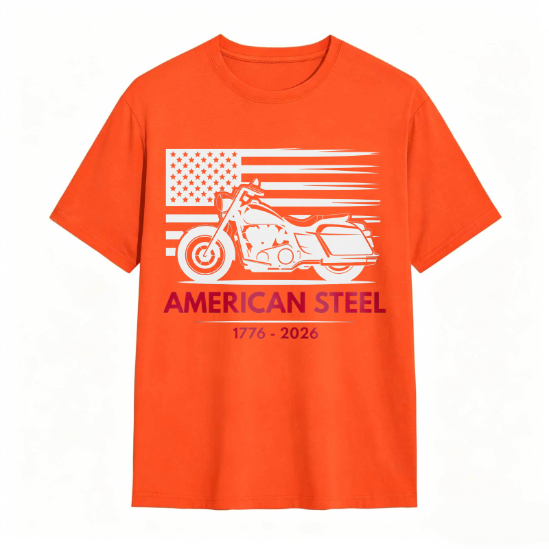 American Flag Motorcycle American Steel 1776 2026 Unisex Classic T-shirt
