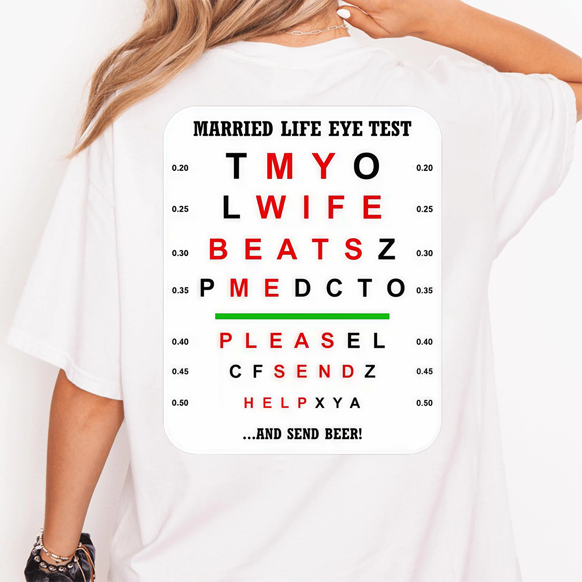 Married Life Eye Test T-shirt, Funny Shirts, Husband Life Shirt, Casual Menswear, Comfy Cotton, Humorous Tee