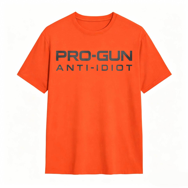 Pro-Gun Anti-Idiot Graphic Print Cotton Shirt