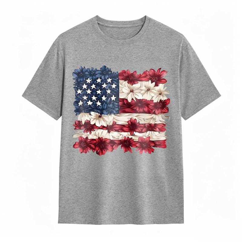 Floral American Flag Design T-shirt