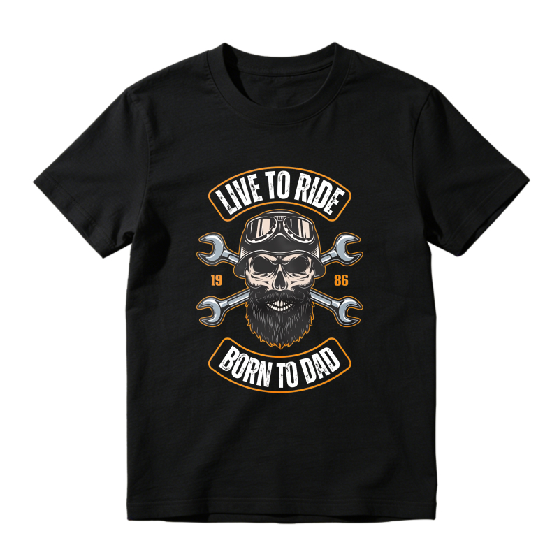 Skull With Beard And Goggles Live To Ride Born To Dad Unisex Classic T-shirt