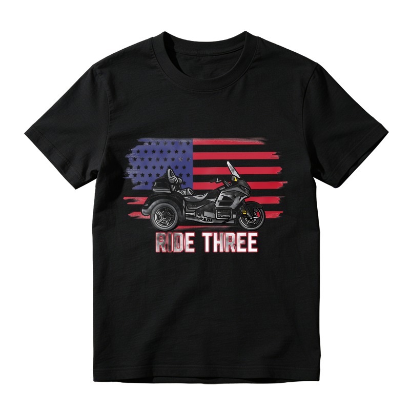 Motorcycle American Flag Ride Three Unisex Classic T-shirt