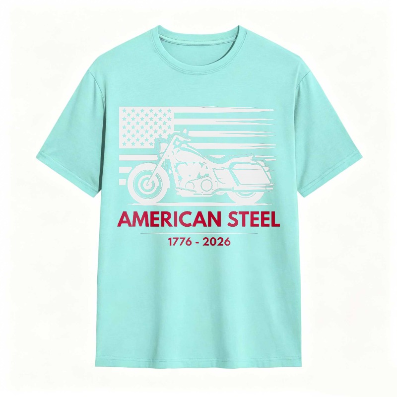 American Flag Motorcycle American Steel 1776 2026 Unisex Classic T-shirt