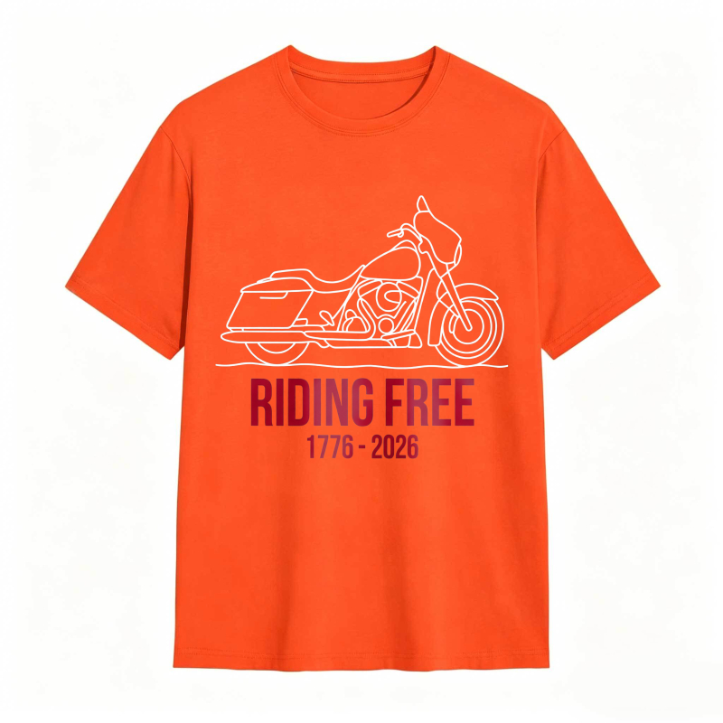 Motorcycle Riding Free 1776 2026 Unisex Classic T-shirt