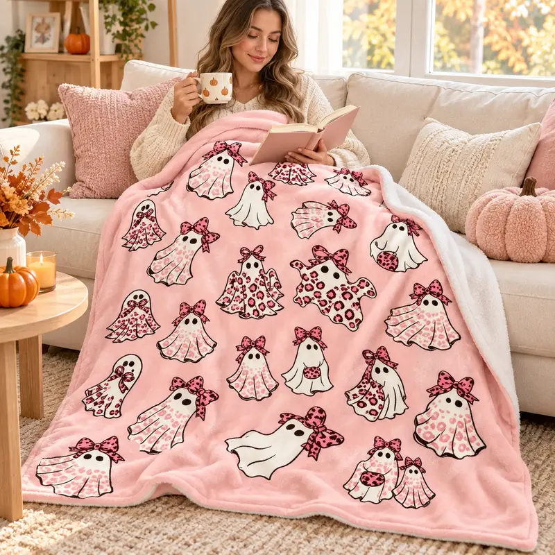 Halloween Cheetah Ghost Flanne blanket