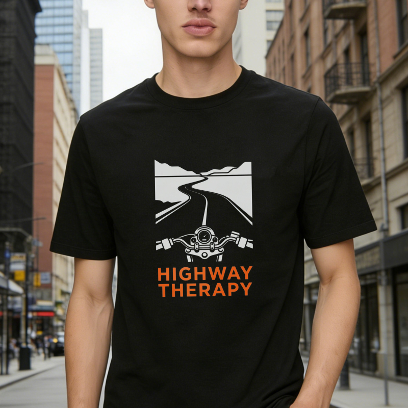 Highway Therapy Motorcycle Road Design T-shirt