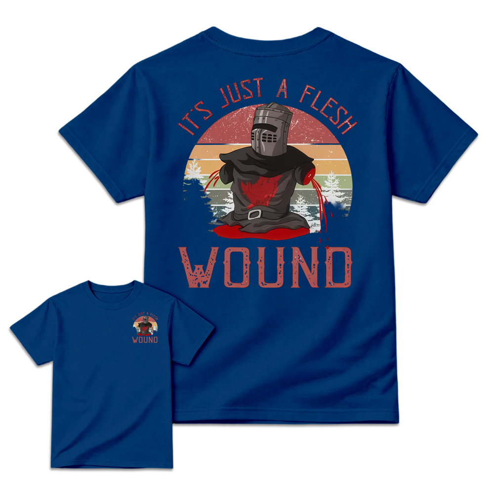 It's just a flesh wound Graphic Shirt, Black Knight Quote Tee, Monty Python and the Holy Grail Movie Shirt, Funny British Comedy Shirt, Retro Cult Film Fan Gift, Unisex Graphic T-Shirt