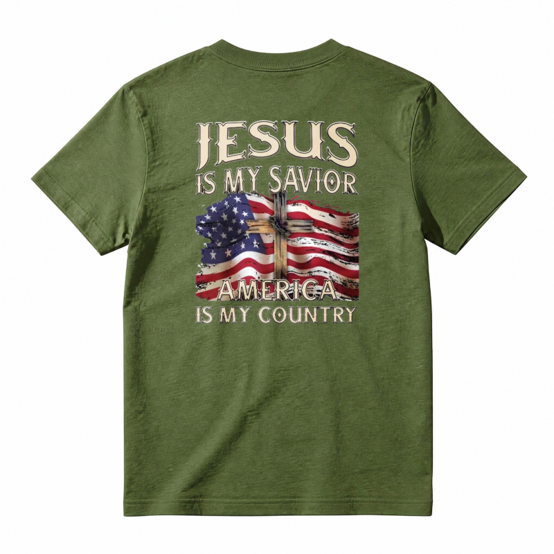 Jesus Is My Savior America Is My Country Flag Cross Design Unisex Classic T-shirt