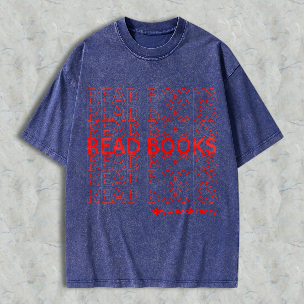 Wardrobecart Read Books Pattern Unisex Washed T-shirt