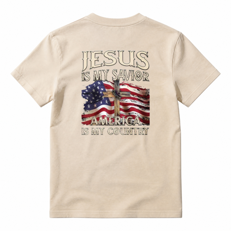 Jesus Is My Savior America Is My Country Flag Cross Design Unisex Classic T-shirt