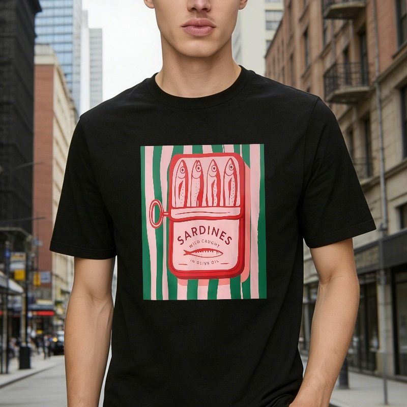 Sardines Can With Fish And Stripes Pattern Unisex Classic T-shirt
