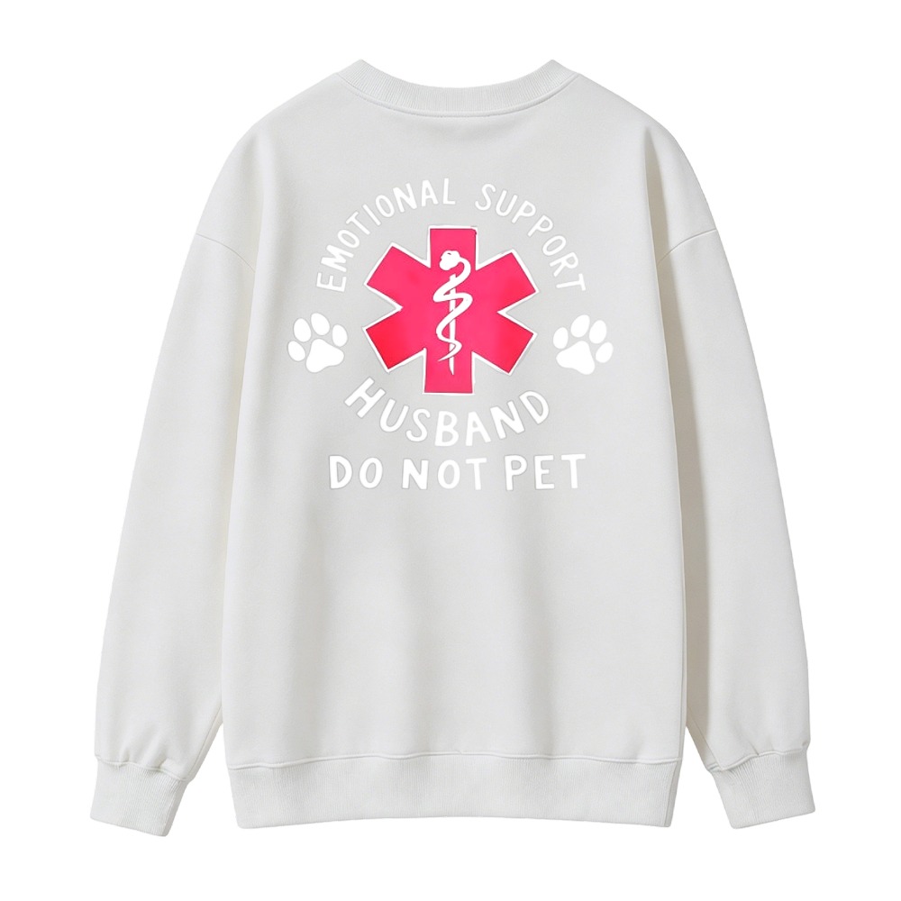 Emotional Support Husband Do Not Pet Paw Print Graphic Sweatshirt