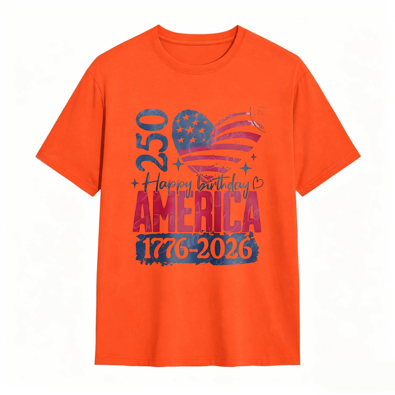 250th Birthday America 1776 2026 Patriotic Heart Flag Design T-shirt