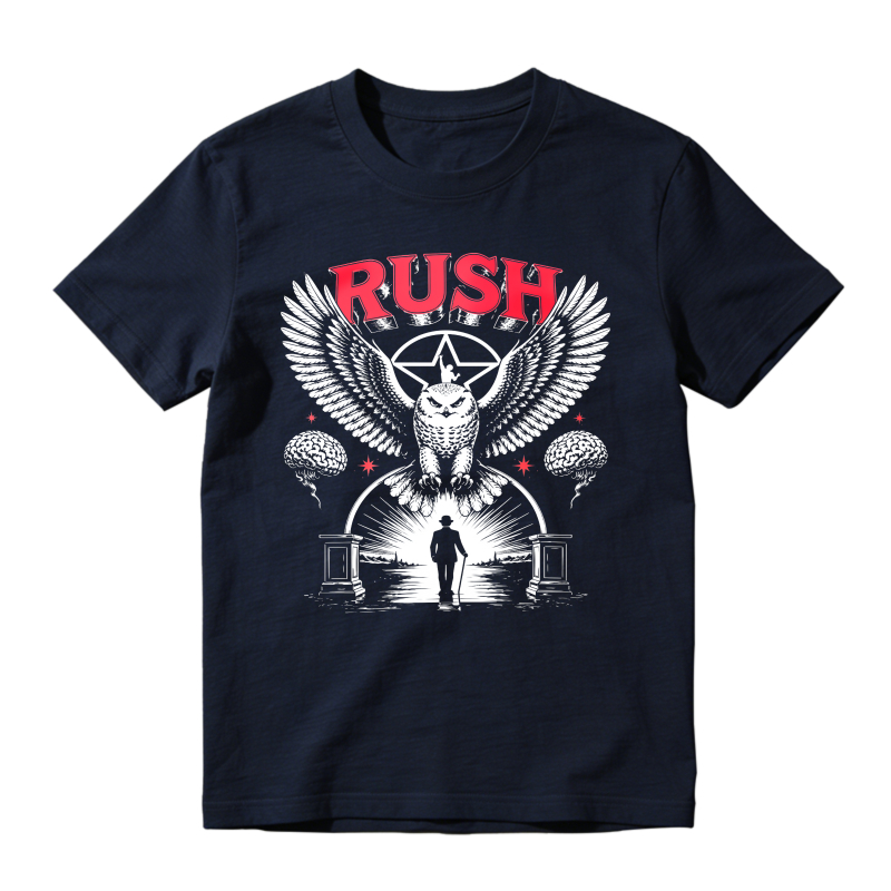 Rush Band Vintage Rock Owl Wings Pentagram Silhouette Unisex Classic T-shirt