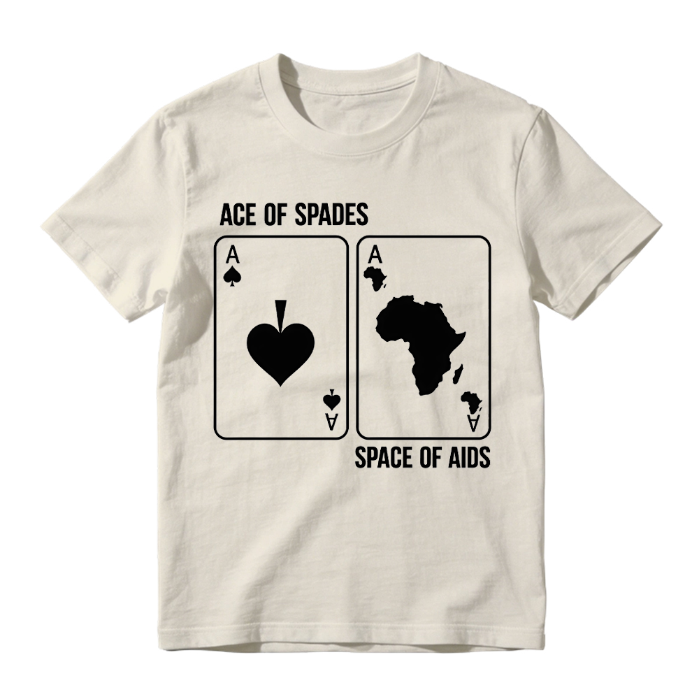 Ace of Spades Space of Aids Graphic T-Shirt - Black Humor Playing Card Parody Tee