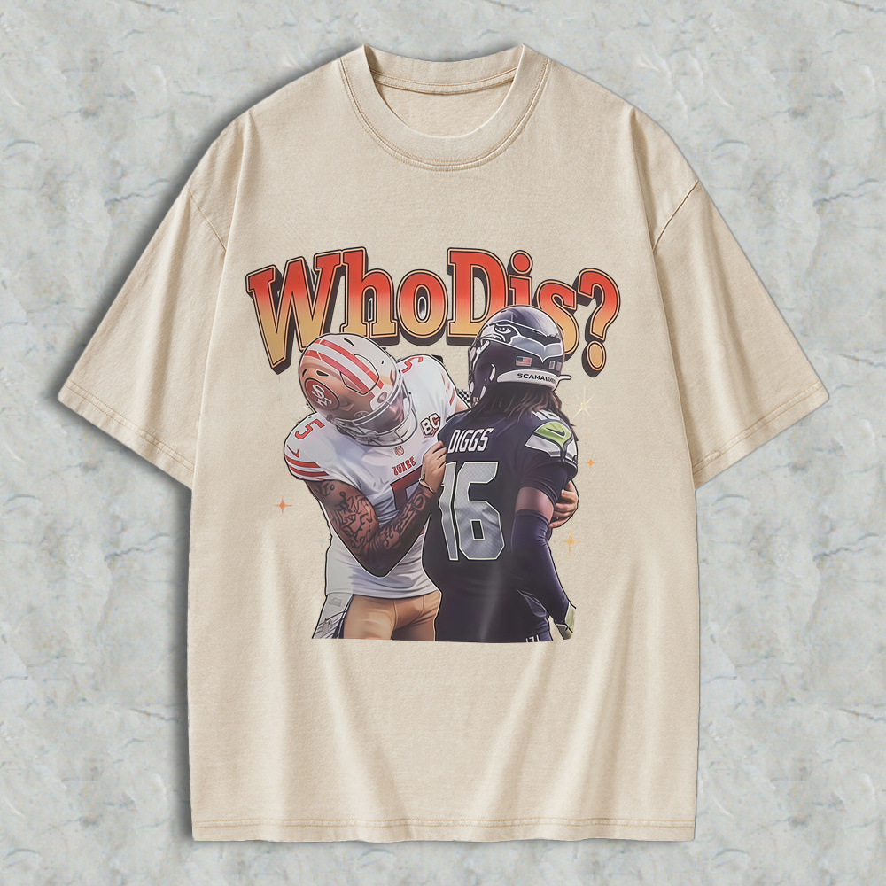 Who Dis Football Rivalry Graphic Washed T-shirt - Funny Football Player Meme Sports Washed Tee