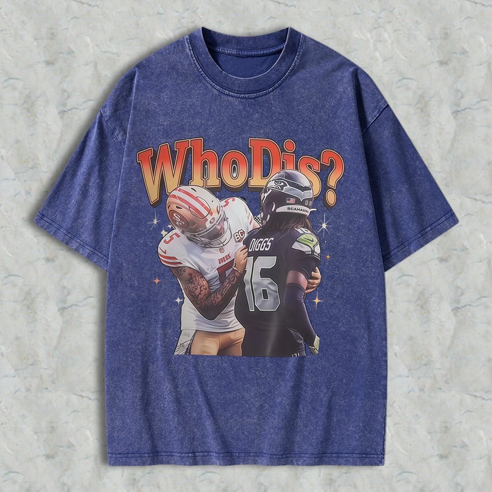 Who Dis Football Rivalry Graphic Washed T-shirt - Funny Football Player Meme Sports Washed Tee
