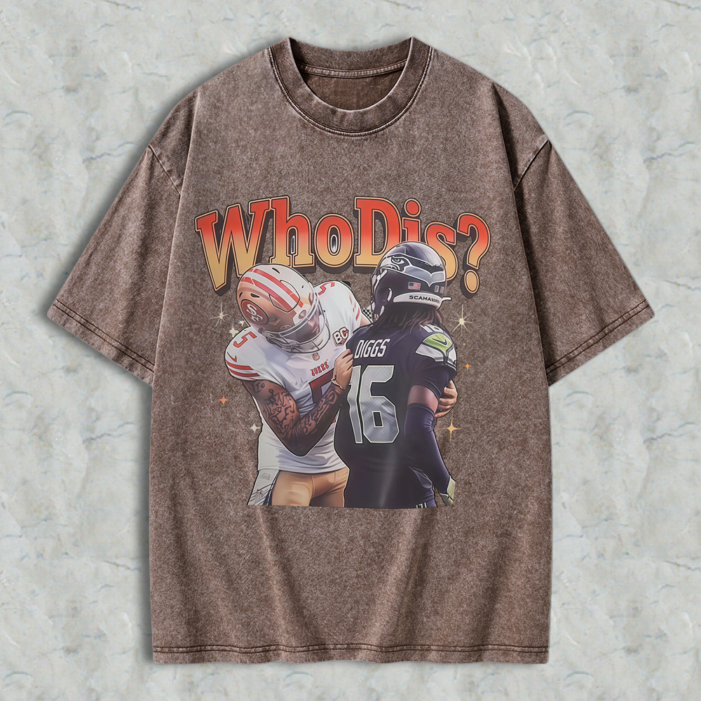 Who Dis Football Rivalry Graphic Washed T-shirt - Funny Football Player Meme Sports Washed Tee