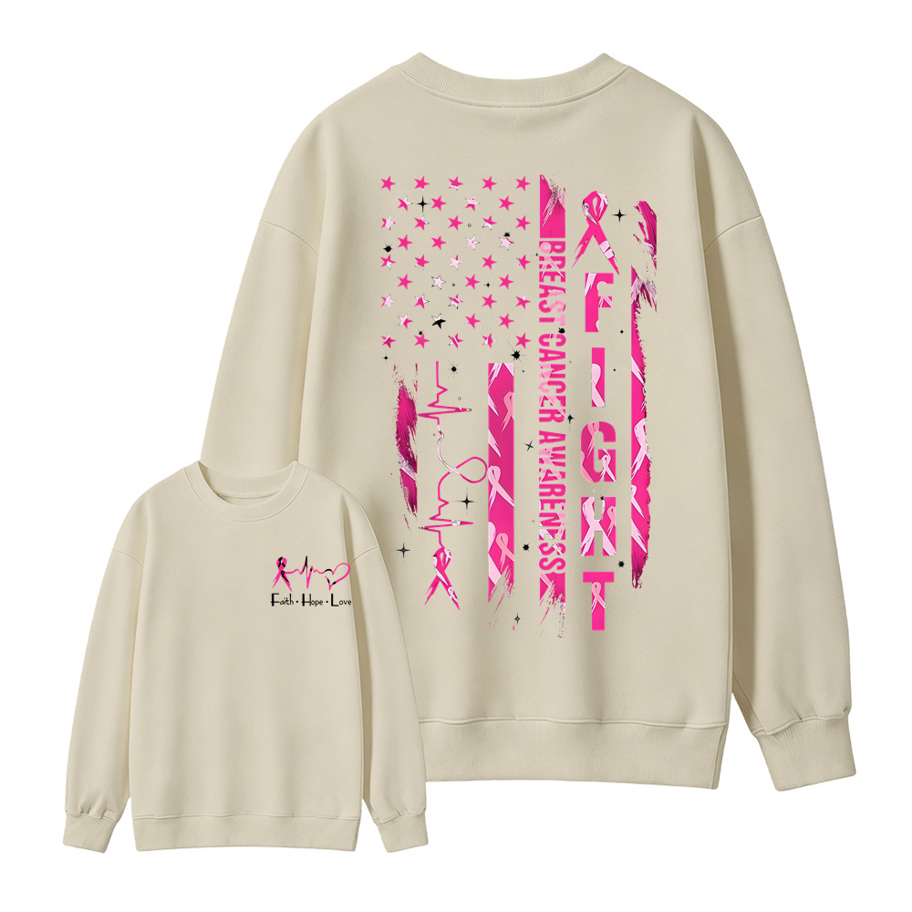 Women's Breast Cancer Awareness Graphic Sweatshirt with Pink Ribbon & "Empowerment" Design