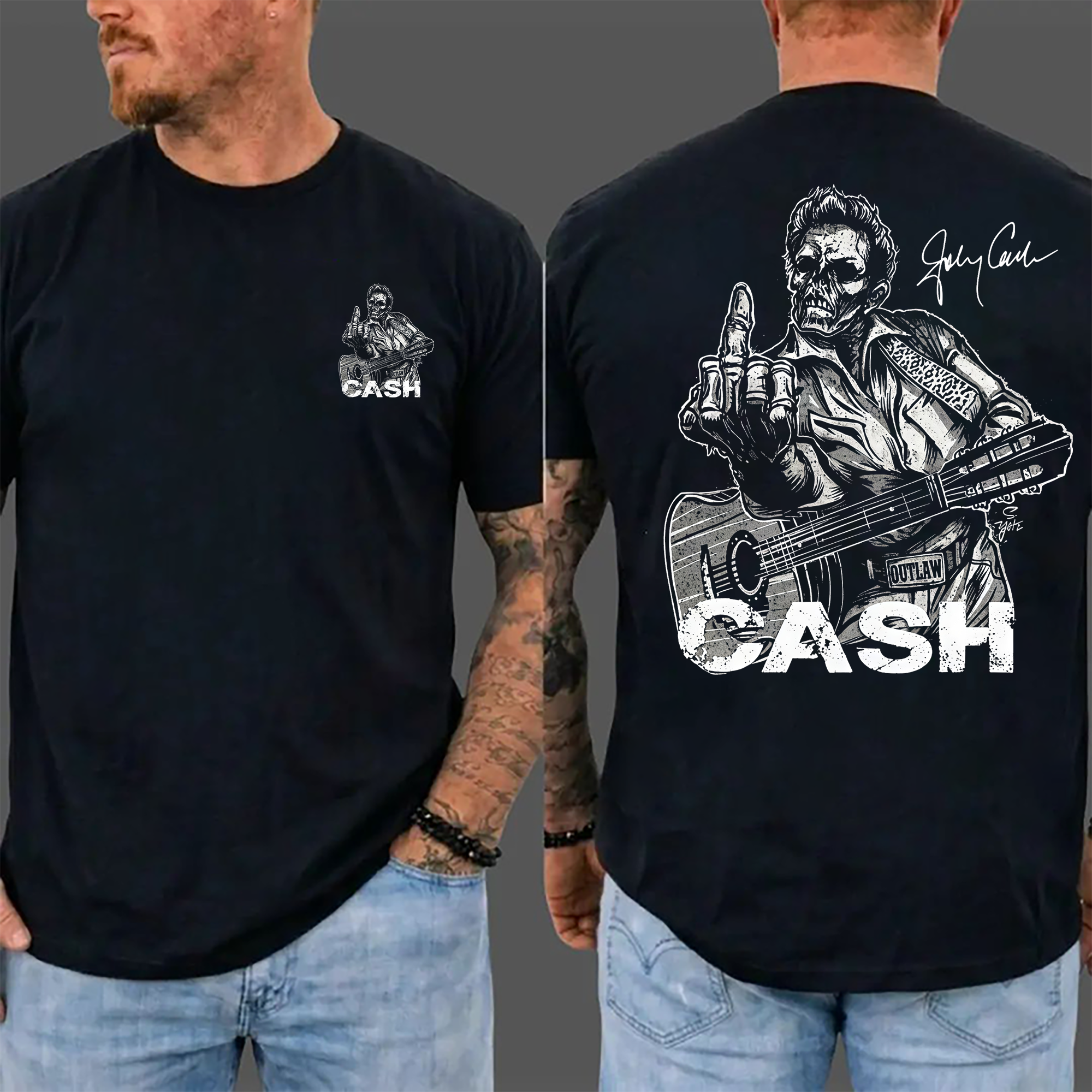 J-C Shirt, Middle Finger Skull Graphic Tee, Country Music Legend Memorial T-Shirt