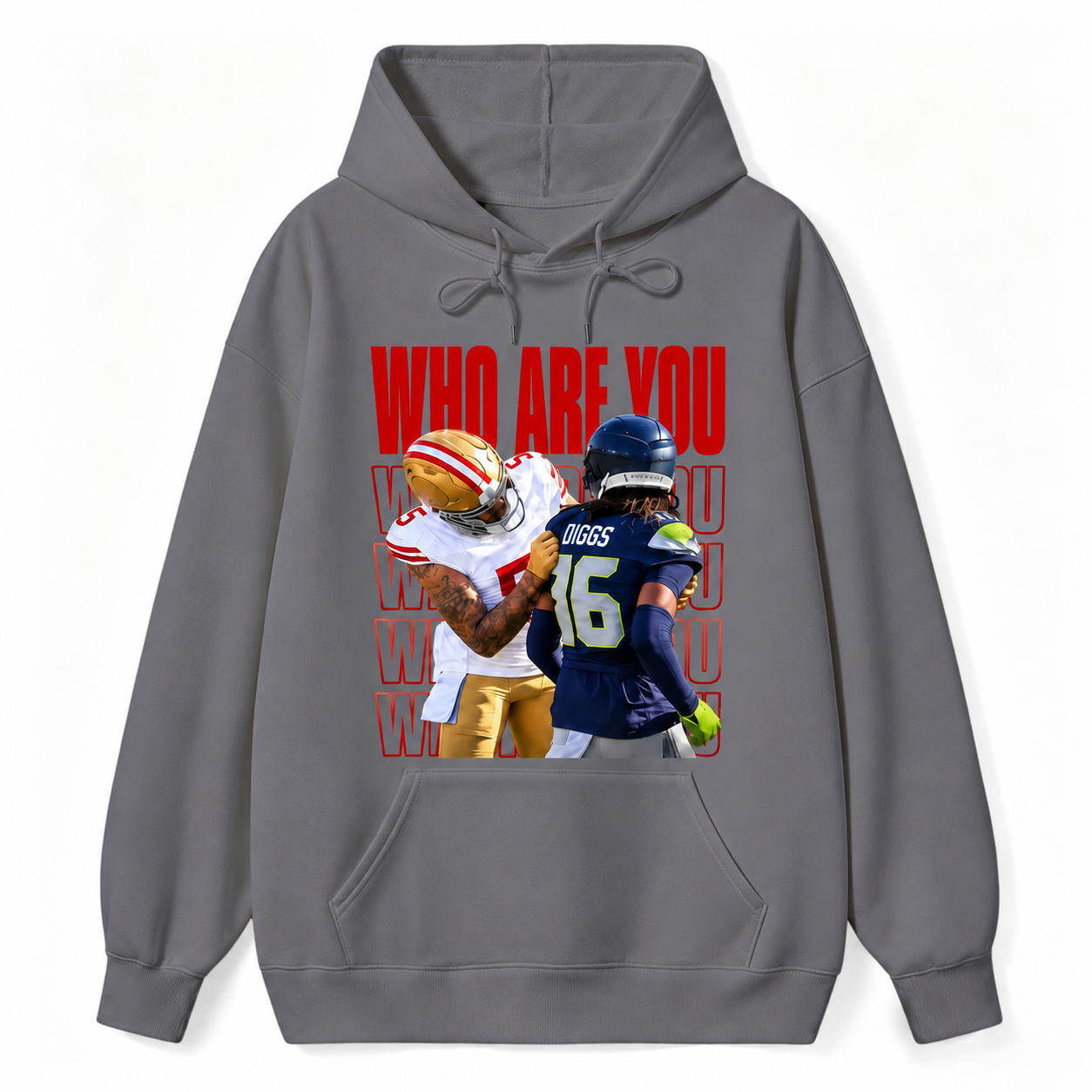 Who Are You Graphic Hoodie， Football Rivalry Print Tee, Funny Game Day Hoodie